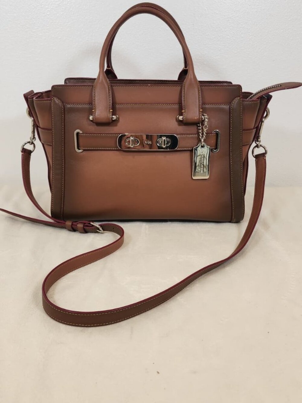 Coach Swagger 27 Brown Leather Handbag